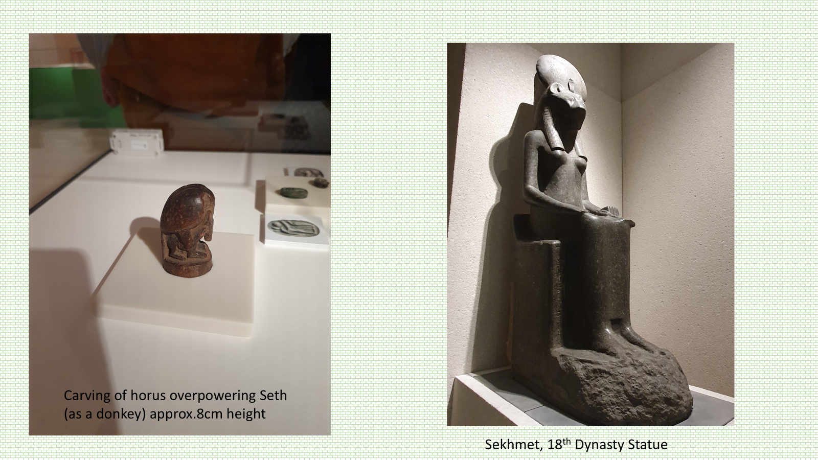 The short and the tall. The carving of Horus is quite unusual.